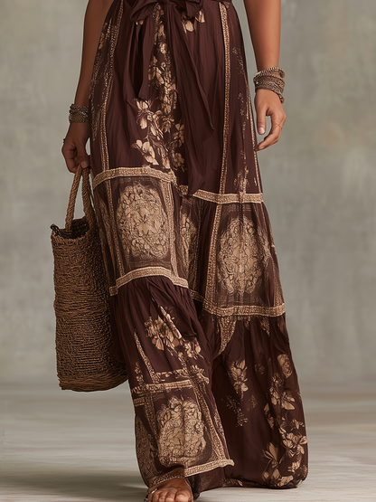 Verity Brown Off-Shoulder Maxi Dress
