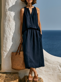 Thomasina Linen Halter Midi Dress