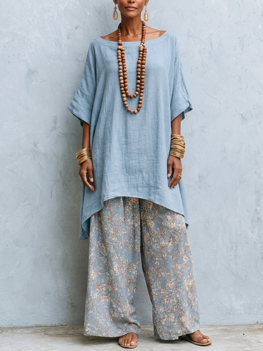 Urseline Cotton Boat Neck Co-ord Set