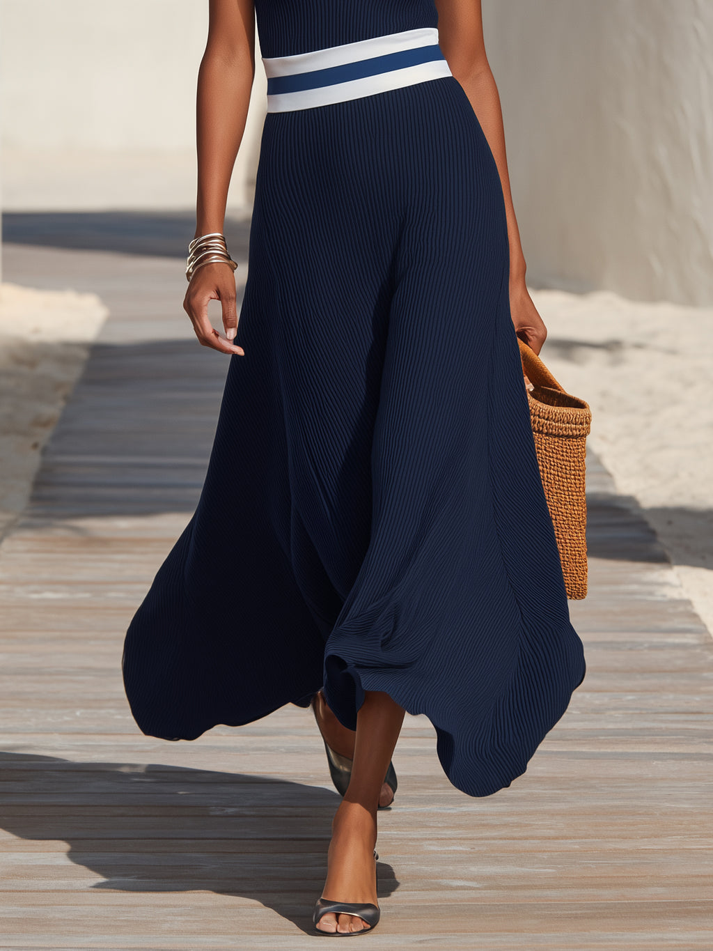Rosalind Navy Knit Midi Dress