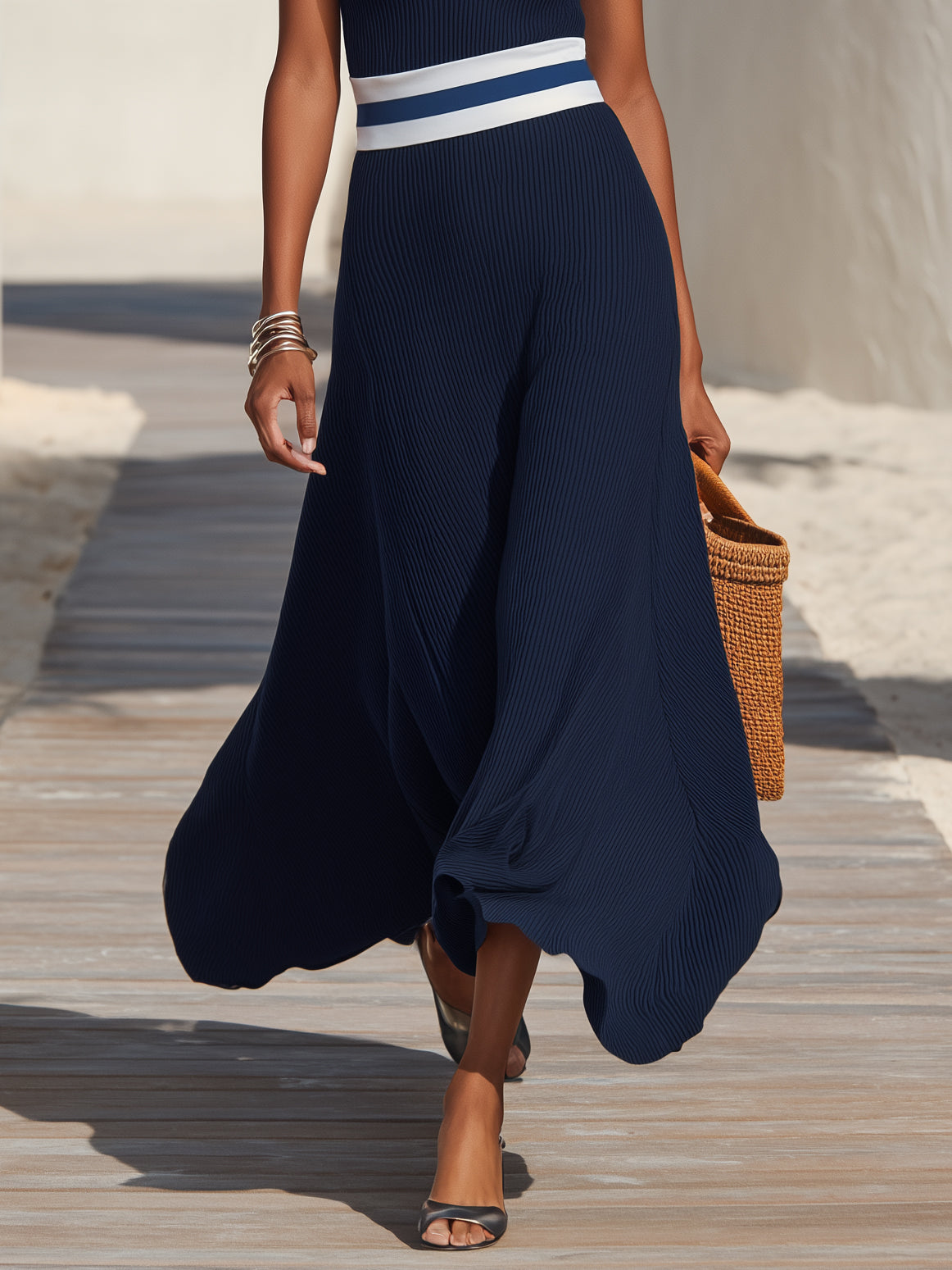 Rosalind Navy Knit Midi Dress