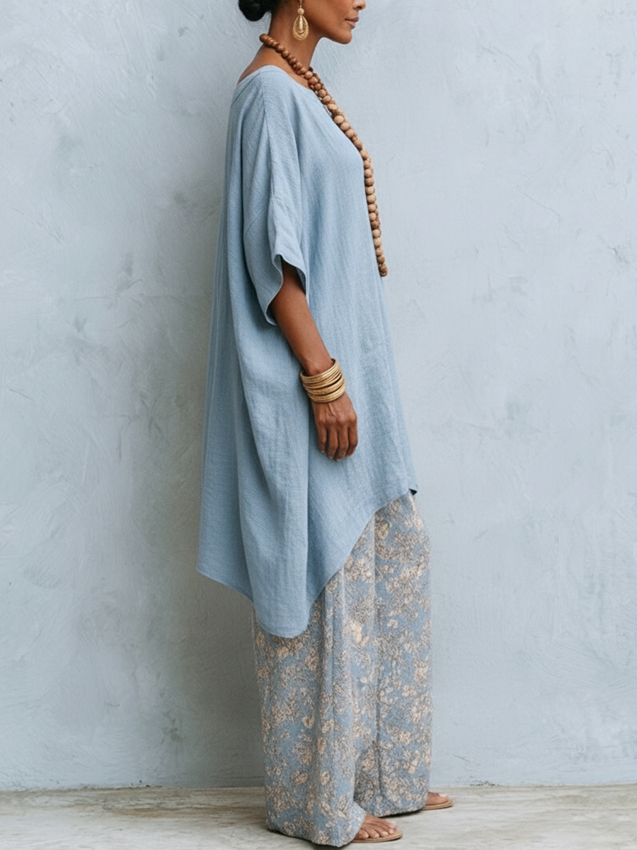 Urseline Cotton Boat Neck Co-ord Set