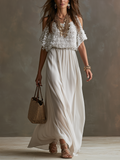 Nova White Chiffon Off-Shoulder Maxi Dress