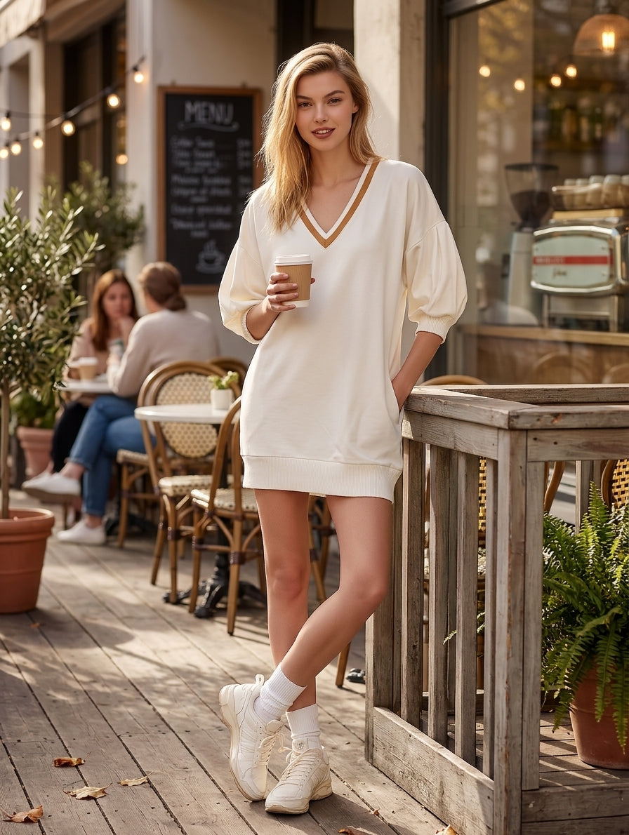 Romy White V-Neck Mini Dress