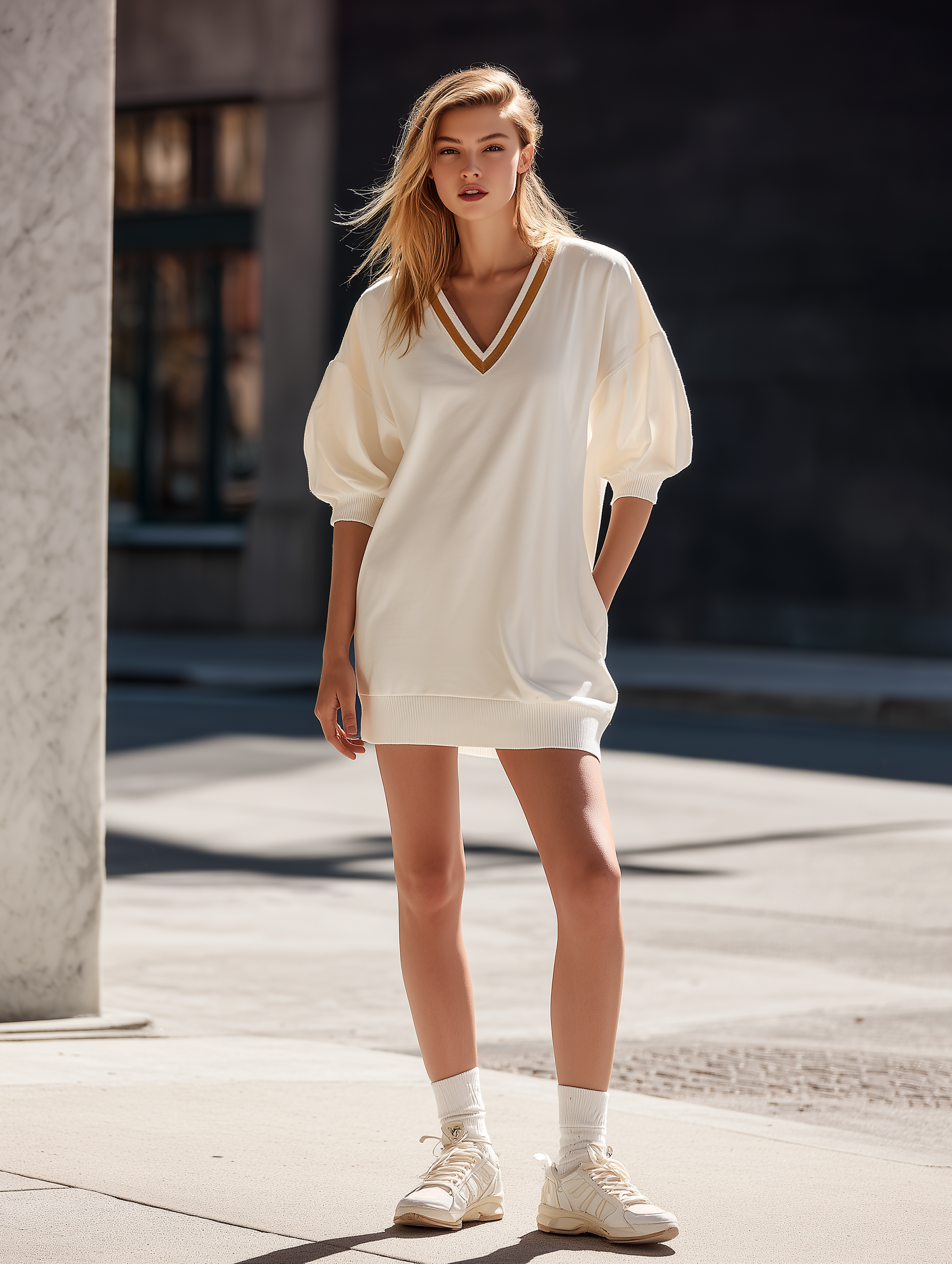 Romy White V-Neck Mini Dress