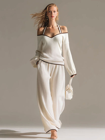 Verity White Knit Halter Co-ord Set
