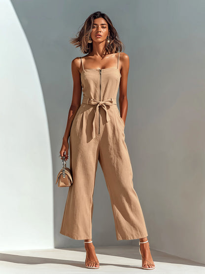 Freya Linen Sleeveless Jumpsuit