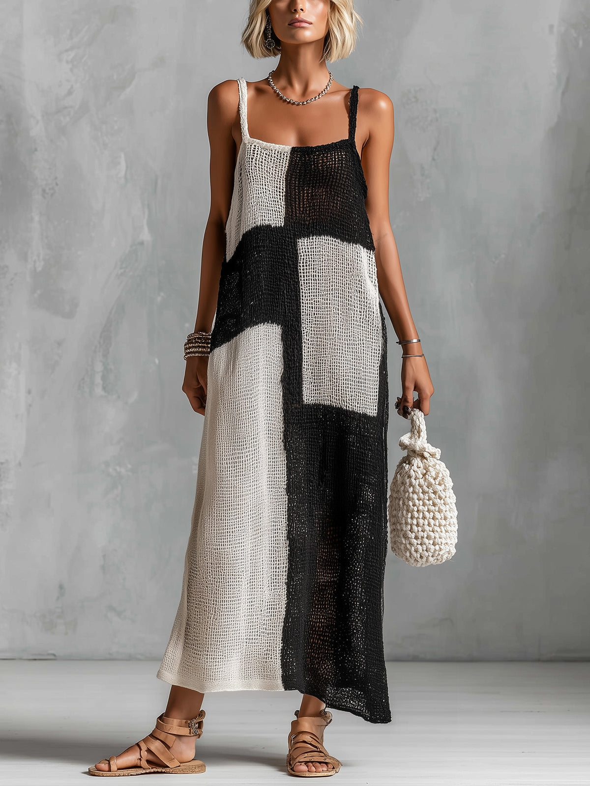 Iris Black Knit Sleeveless Maxi Dress