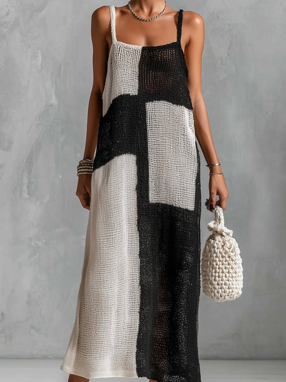 Iris Black Knit Sleeveless Maxi Dress