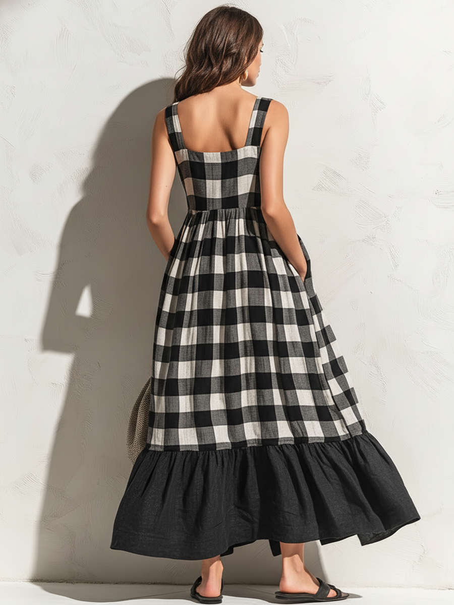 Lottie Linen Ruffle Maxi Dress