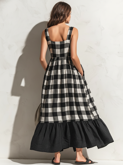 Lottie Linen Ruffle Maxi Dress