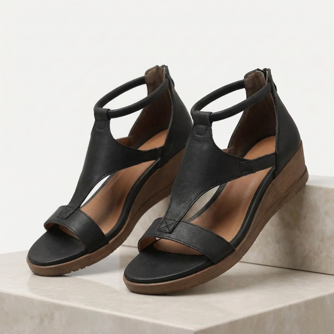 Women’s Lightweight Leather Platform Heel Sandals