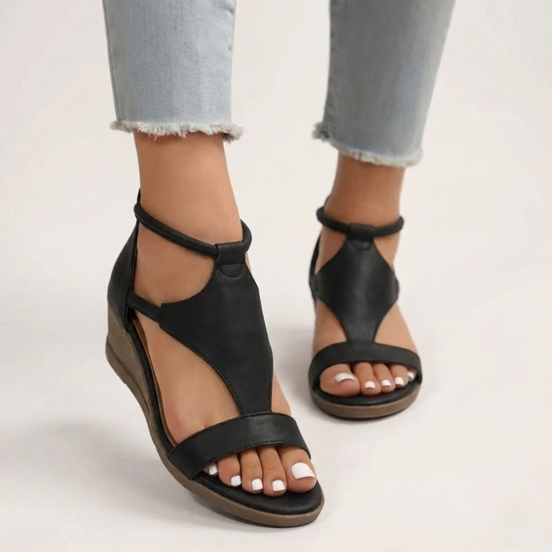 Women’s Lightweight Leather Platform Heel Sandals