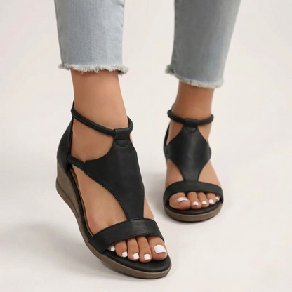 Women’s Lightweight Leather Platform Heel Sandals