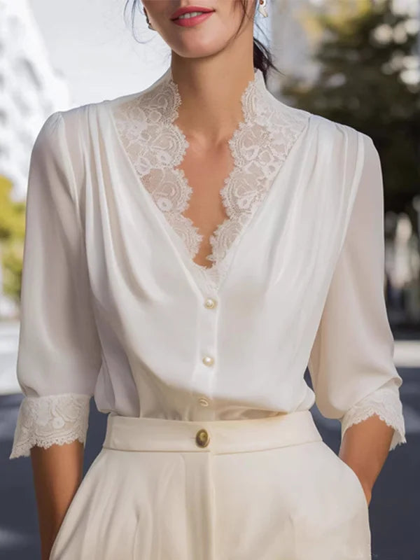 Fiorella Satin Lace Blouse