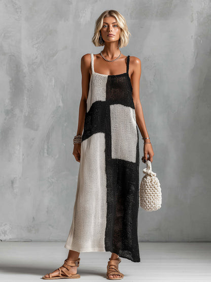 Iris Black Knit Sleeveless Maxi Dress