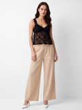 JOCELYN Women's High Waist Wide Leg Cotton Linen Trousers