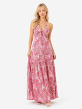 DESIREE Women's Halter Neck Paisley Print Backless Maxi Dress