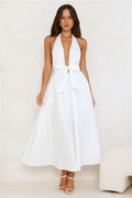 Vivi White Halter Midi Dress