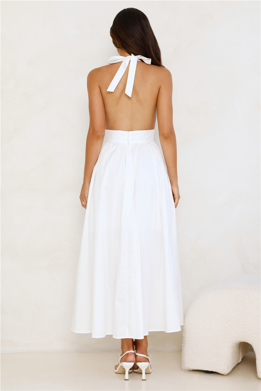 Vivi White Halter Midi Dress