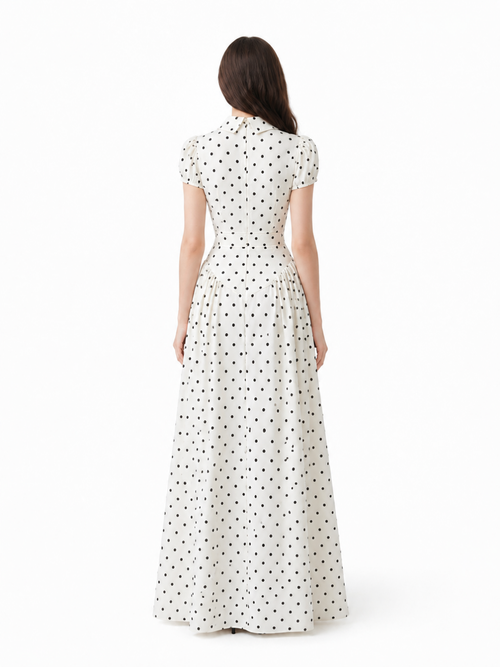ADALINE Women's Short Sleeve Polka Dot Maxi Dress