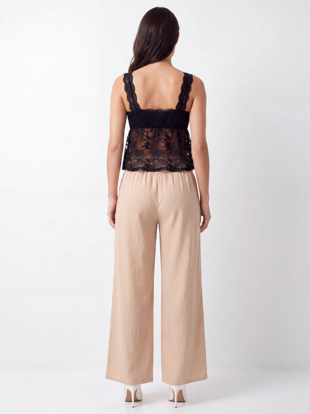 JOCELYN Women's High Waist Wide Leg Cotton Linen Trousers