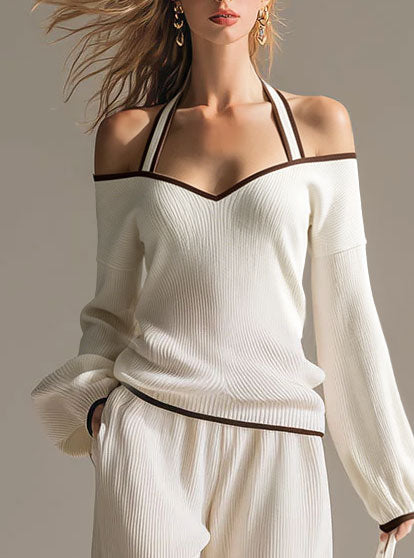 Verity White Knit Halter Co-ord Set