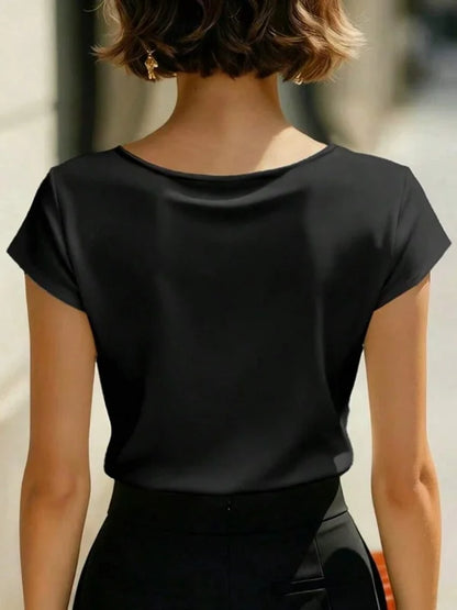 Greer Satin V-Neck Shirt