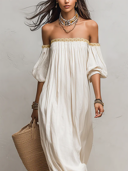 Coralie Ivory Off-Shoulder Maxi Dress