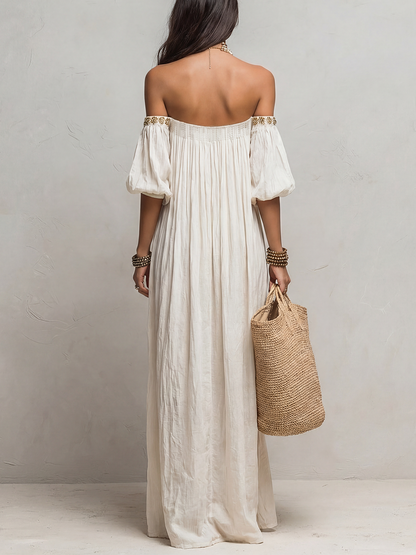 Coralie Ivory Off-Shoulder Maxi Dress