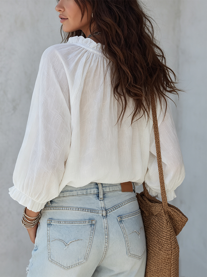 Evana White Lace Lace Blouse