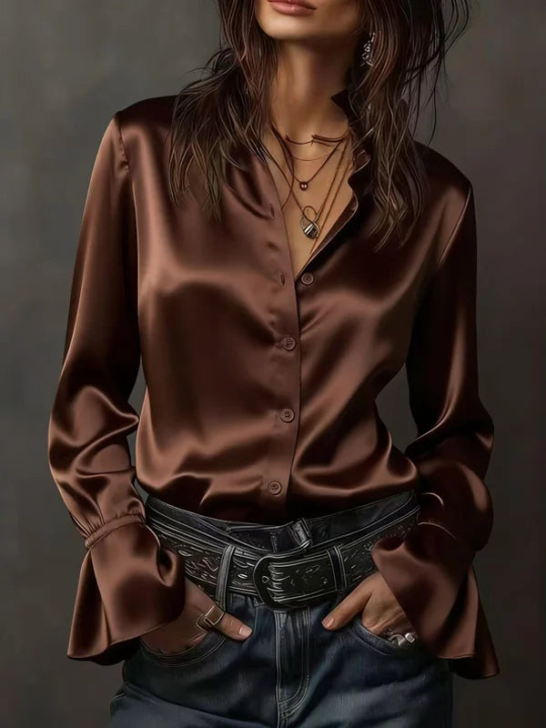 Thais Satin Ruffle Shirt