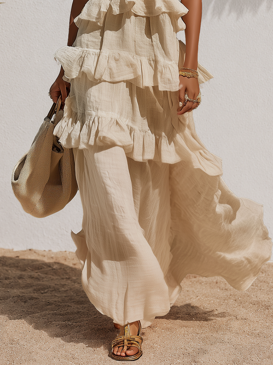 Dahlia Linen Ruffle Mini Dress