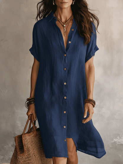 Jeyra Black Linen Midi Dress