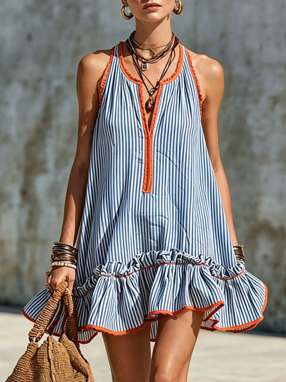 Meadow White Linen Ruffle Mini Dress