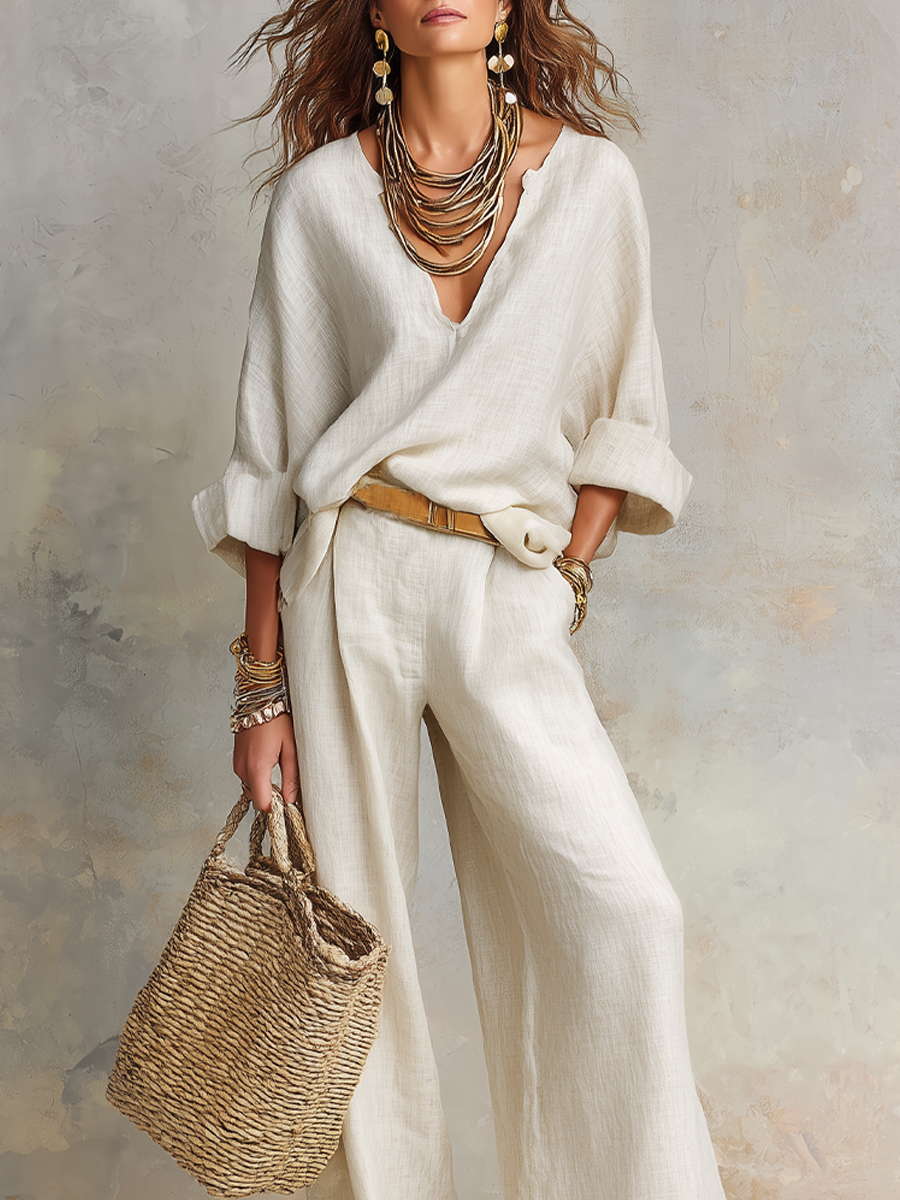 Florence White Linen Co-ord Set