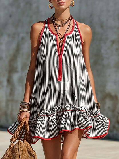 Meadow White Linen Ruffle Mini Dress