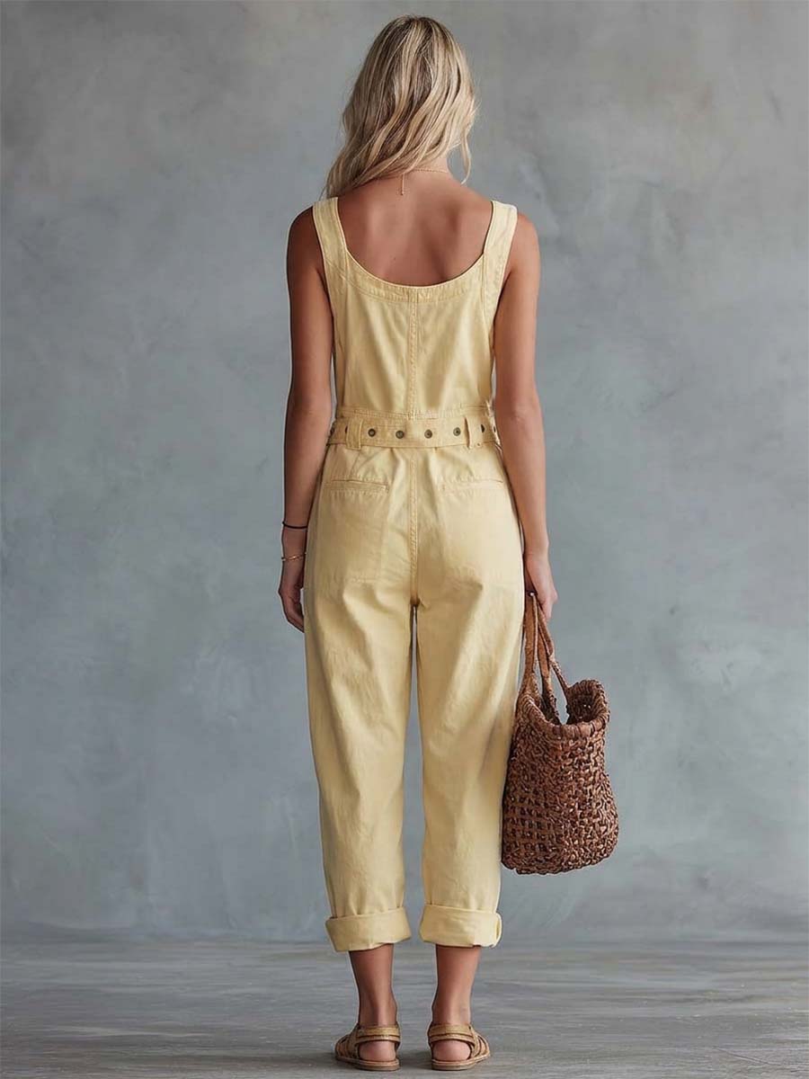 Betty Yellow Square Neck Jumpsuit