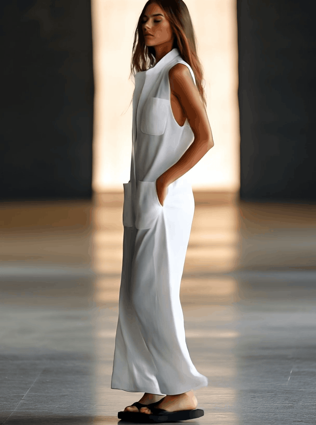 Cosima White Linen Sleeveless Jumpsuit