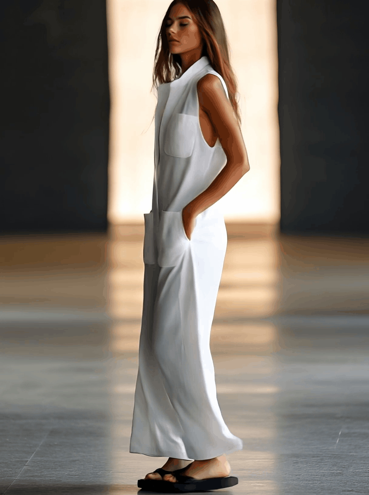 Cosima White Linen Sleeveless Jumpsuit