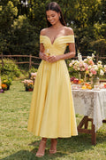 Ginevra Yellow A-Line Midi Dress