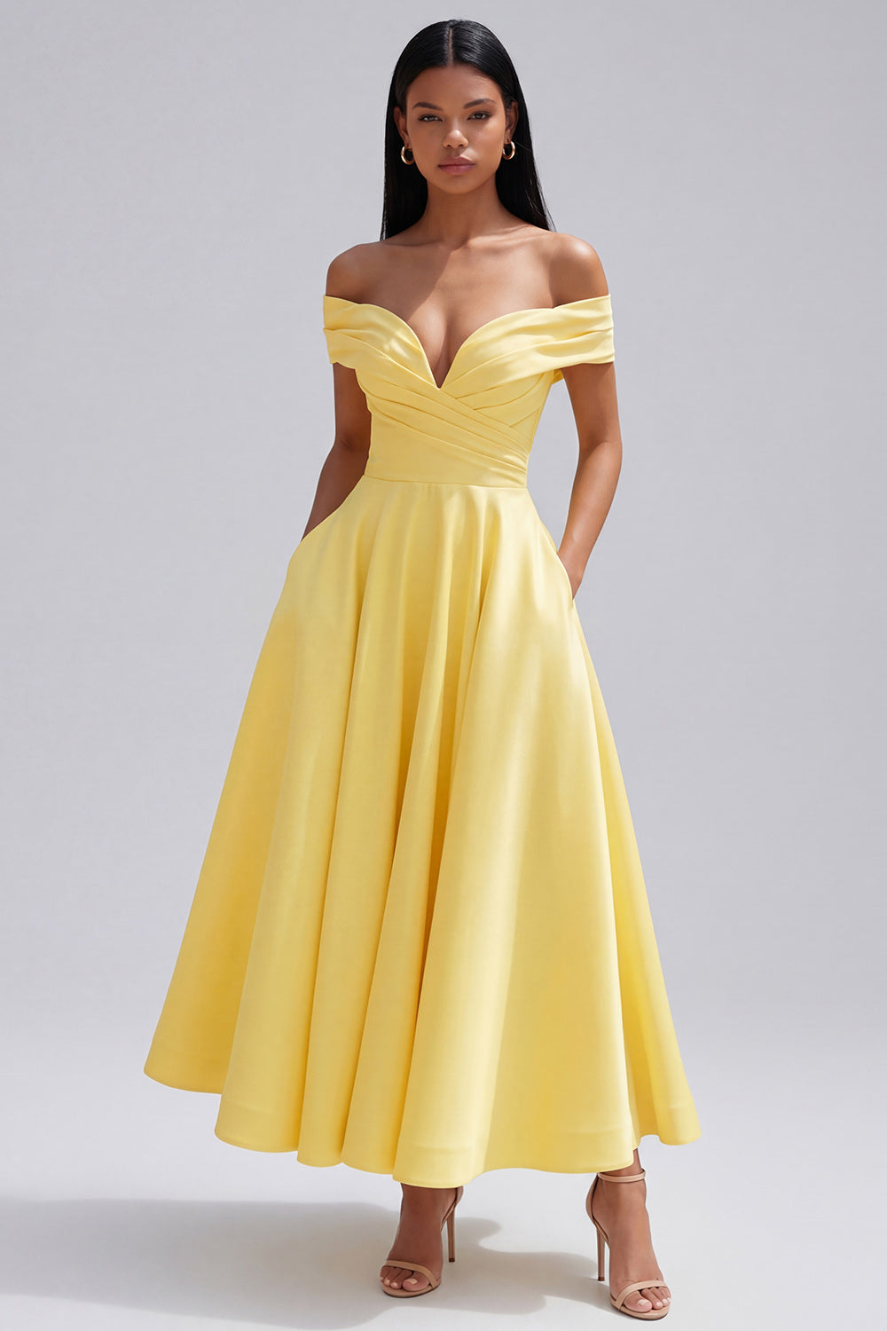 Ginevra Yellow A-Line Midi Dress