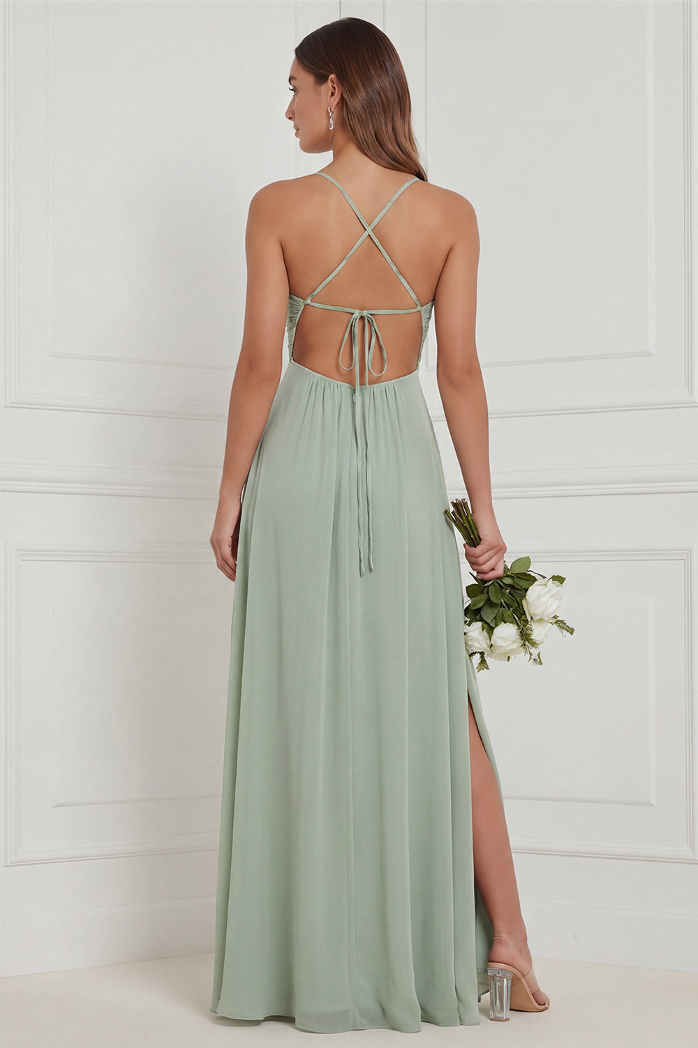Heloise Sage Ruffle Dress