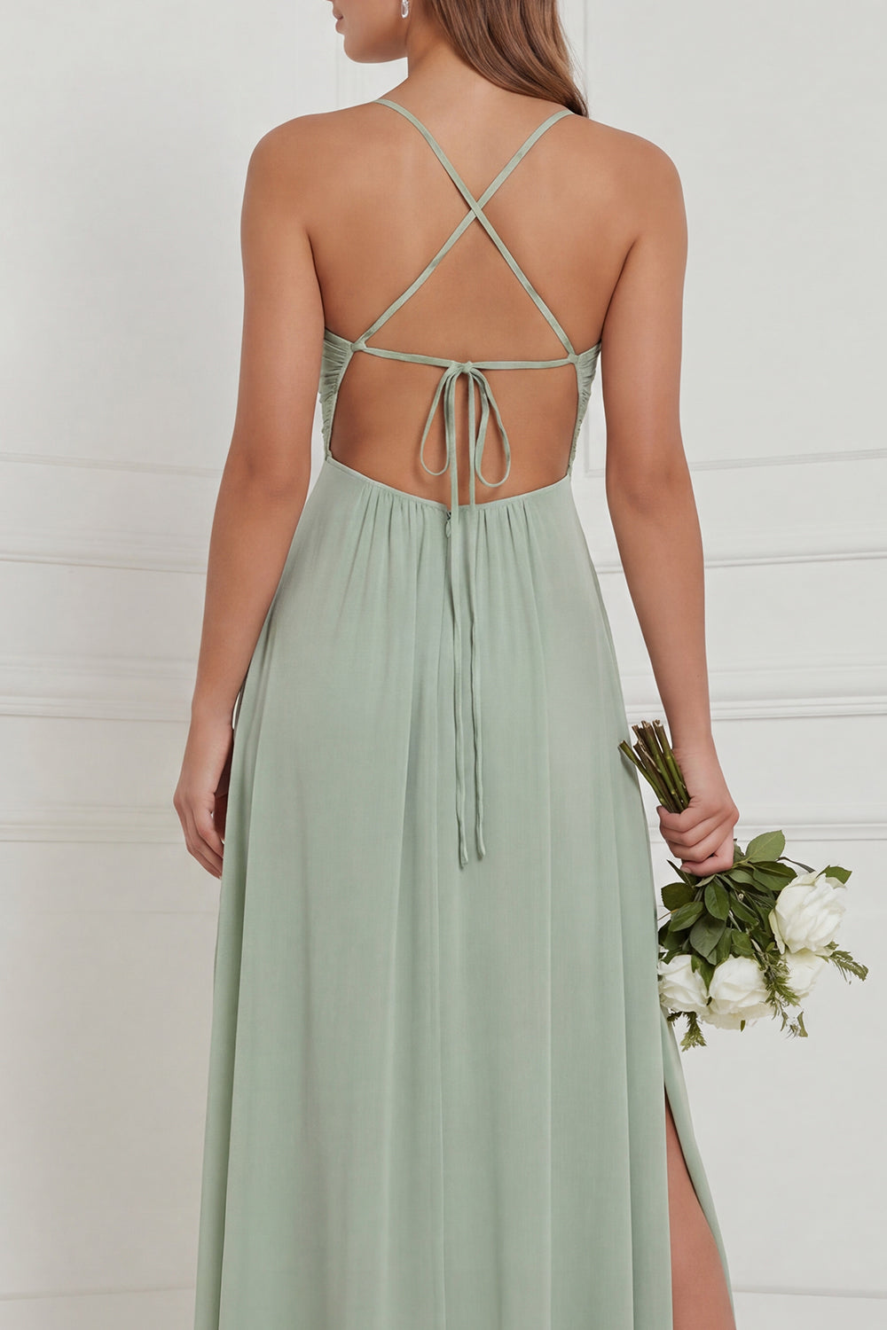 Heloise Sage Ruffle Dress