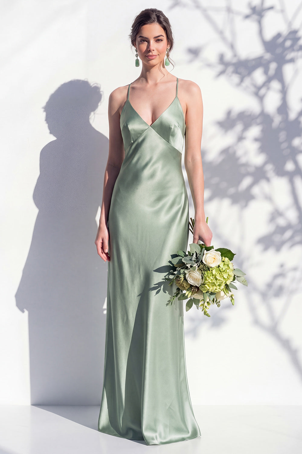 Rosabel Sage Satin Dress
