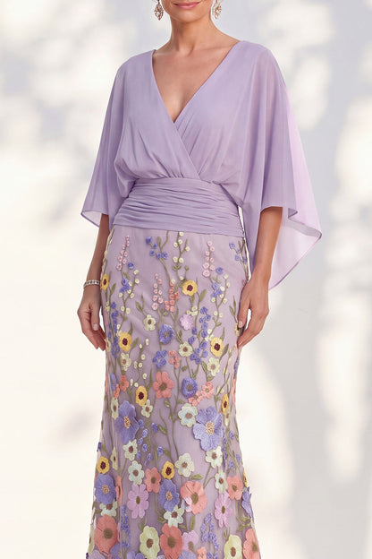 Severine Lilac V-Neck Dress
