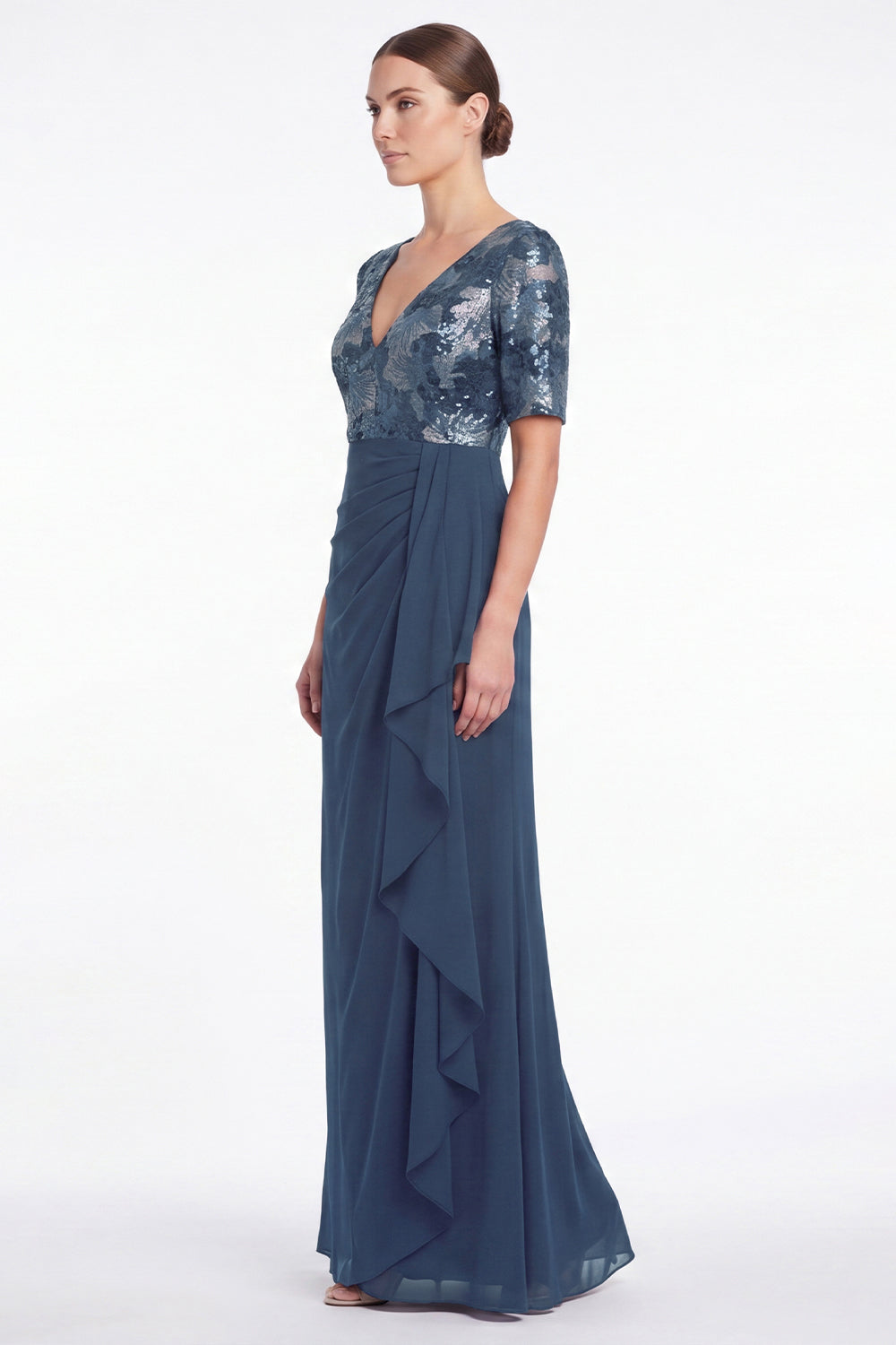 Jolanda Navy V-Neck Dress