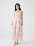 GISELLE Women's Strapless Tiered Ruffle Maxi Dress