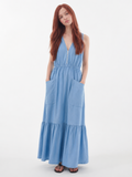 TINSLEY Women's Sleeveless Zip-Front V-Neck Maxi Dress