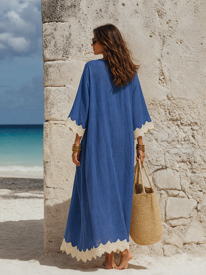 Vesper Linen Lace Maxi Dress